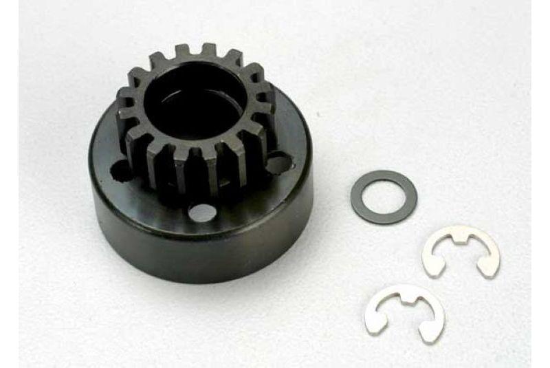 Clutch bell (15-tooth)/5x8x0.5mm fiber washer (2)/ 5mm e-clip (requires 5x11x4mm ball bearings part