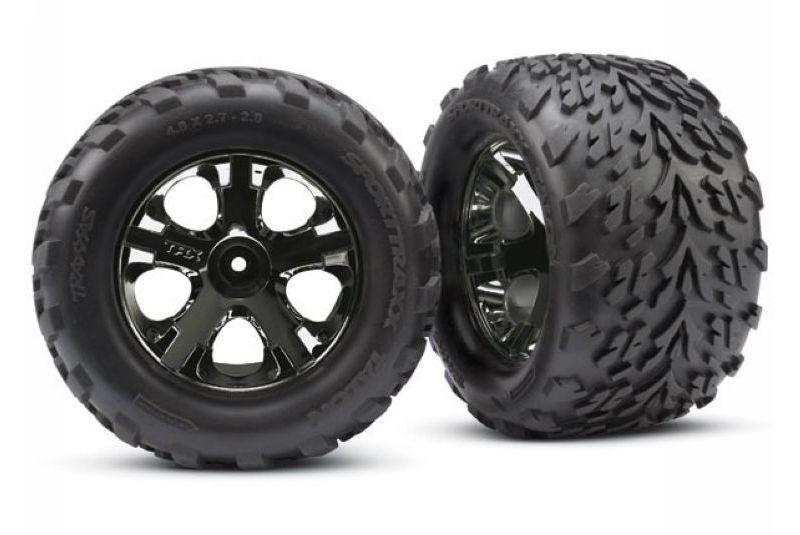 Tires -amp  wheels, assembled, glued (2.8-#039 -#039 ) (All-Star black chrome wheels, Talon tires, f