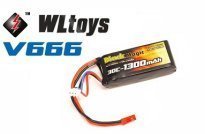 Аккумулятор LiPo 7,4В(2S) 1300 mAh 30C Soft Case JST-BEC plug (for WLToys V666)
