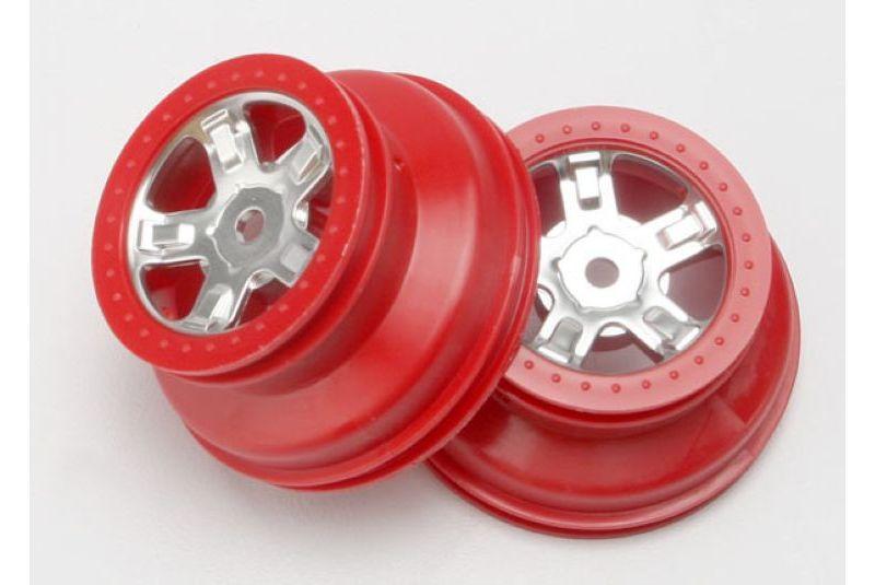 Wheels, SCT satin chrome, red beadlock style, dual profile (1.8-#34  outer, 1.4-#34  inner) (2)