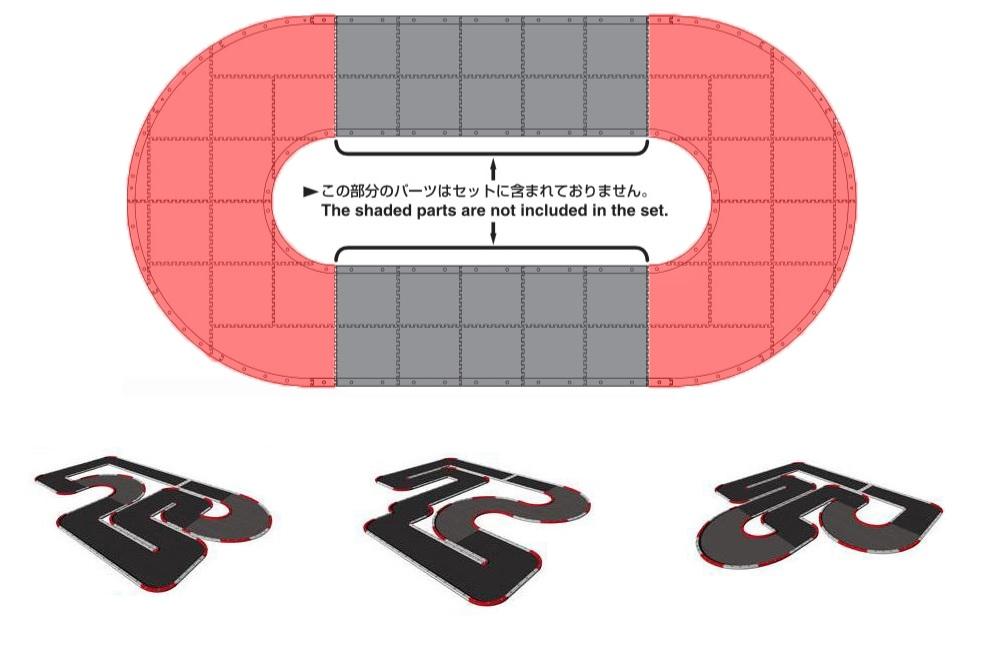 Угловые расширения для трассы Mini-Z Grand Prix Circuit50, в наборе 10 элементов. Для поворотов в ви