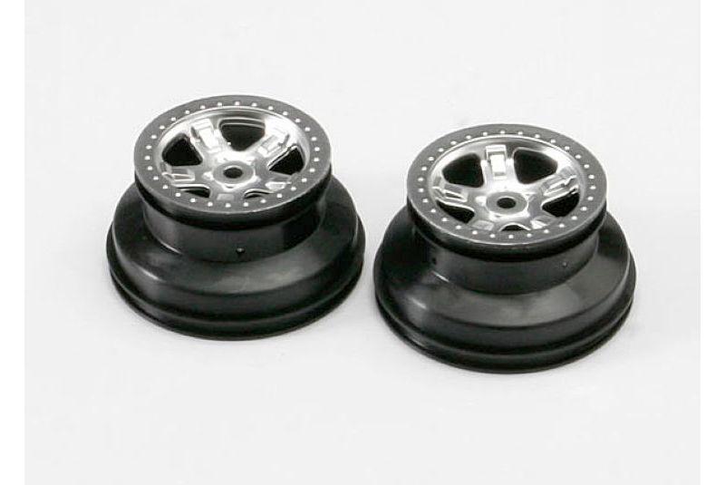 Wheels, SCT satin chrome, beadlock style, dual profile (2.2-#34  outer 3.0-#34  inner) (2)