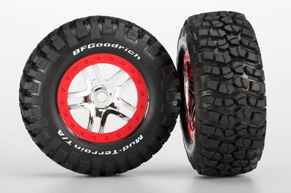  Tires - wheels, assembled, glued (SCT Split-Spoke chrome, red beadlock style wheel, BFGoodrich® Mud