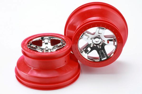  Wheels, SCT chrome, red beadlock style, dual profile (2.2” outer, 3.0” inner) (4WD front/rear, 2WD