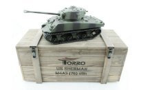 Радиоуправляемый танк Torro Sherman M4A3 76 mm Metal Edition 1:16 ИК-пушка, деревянная коробка RTR