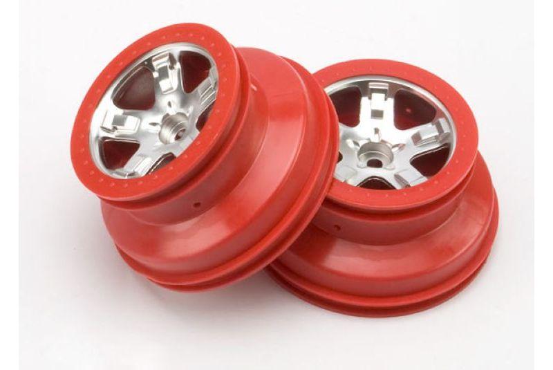 Wheels, SCT satin chrome, red beadlock style, dual profile (2.2-#34  outer, 3.0-#34  inner) (front)
