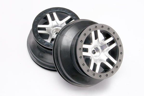  Wheels, SCT Split-Spoke, satin chrome, black beadlock style, dual profile (2.2'' outer 3.0'' inner)