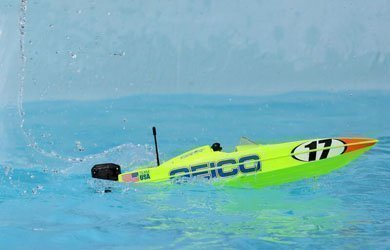 Радиоуправляемый катер ProBoat Miss GEICO 17" Power Boat Racer Deep-V RTR (жёлтый)