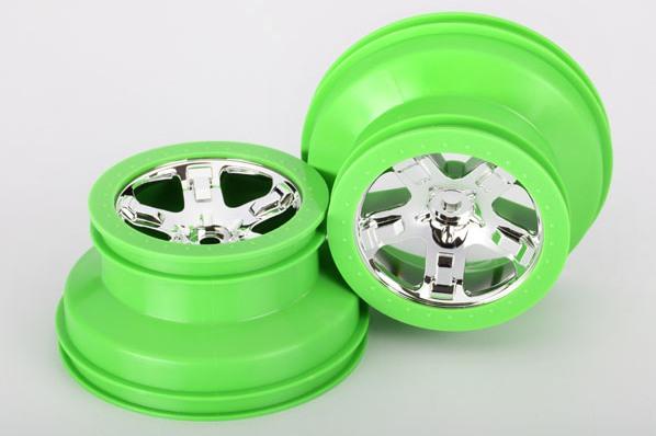 Wheels, SCT, chrome, green beadlock style, dual profile  (4WD front/rear, 2WD rear only) (2.2'' oute