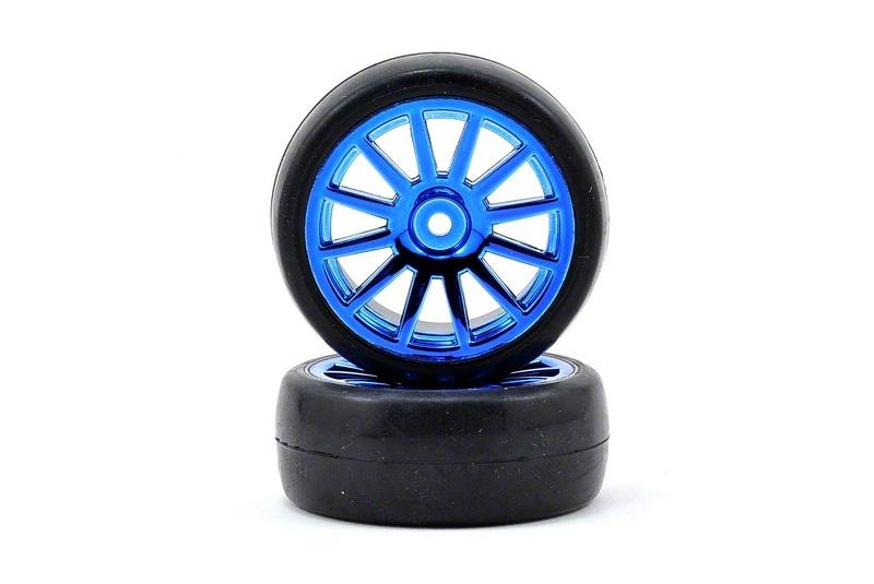  Traxxas Tires/Wheels Assembled/Glued 12-Spoke Blue (2)