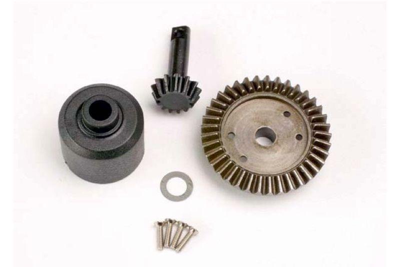 Ring gear, 37-T/ 13-T pinion/ diff carrier/6x10x0.5mm Teflon washer (1)/ 2x8mm countersunk machine s