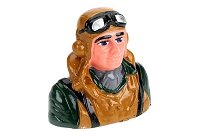 Фигурка военного пилота 1/9 в шлеме и очках для установки в фонарь авиамодели 