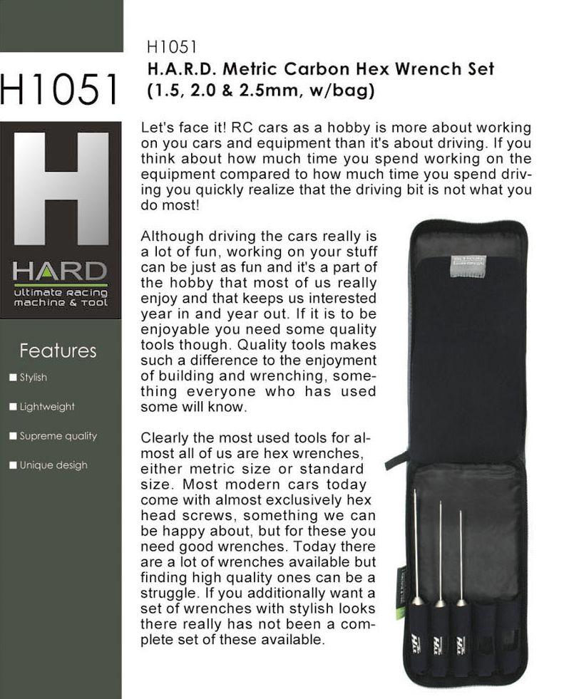 Отвертки шестигранные - H.A.R.D. Carbon (1.5, 2.0 & 2.5mm) в кейсе.
