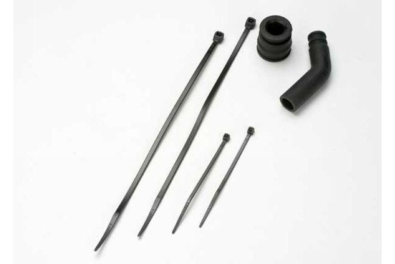 Pipe coupler, molded (black)/ exhaust deflecter (rubber, black)/ cable ties, long (2)/ cable ties, s
